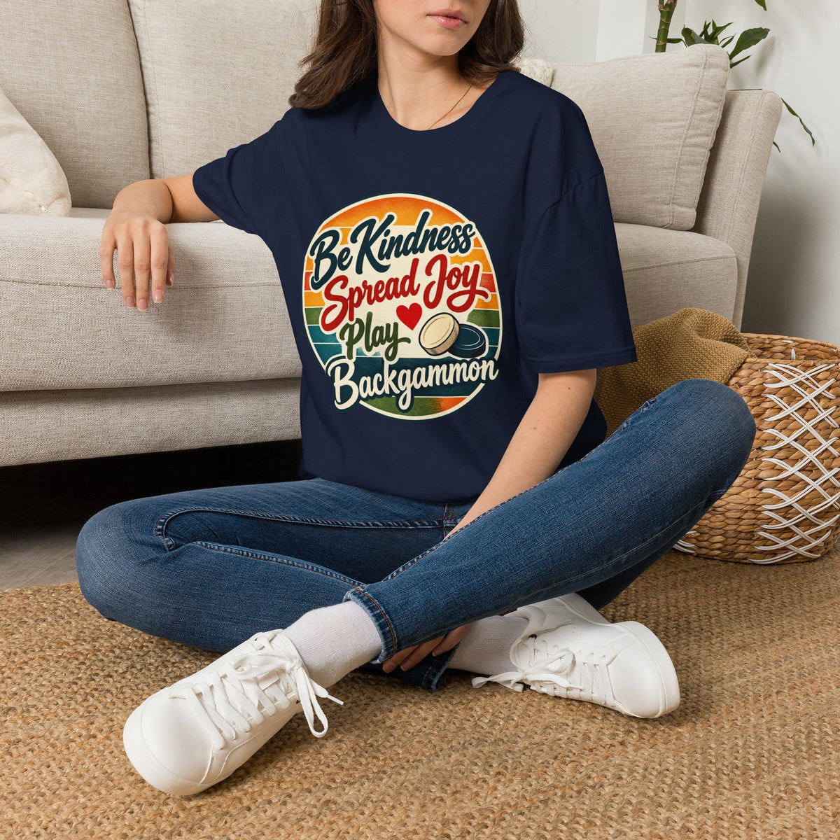 Backgammon T-Shirt — “Be Kindness Spread Joy Play Backgammon 2” Retro Graphic Tee