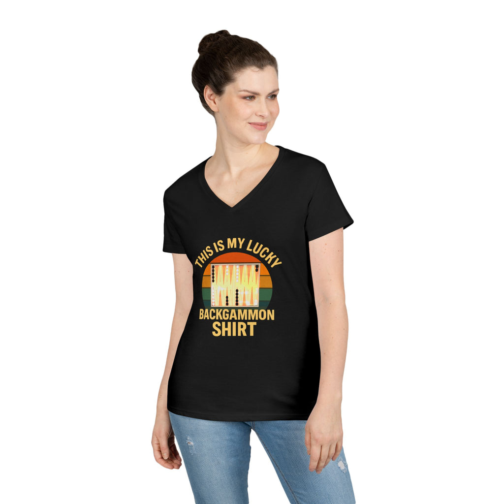 This Is My Lucky Backgammon Shirt 2 Ladies V-Neck T-shirt