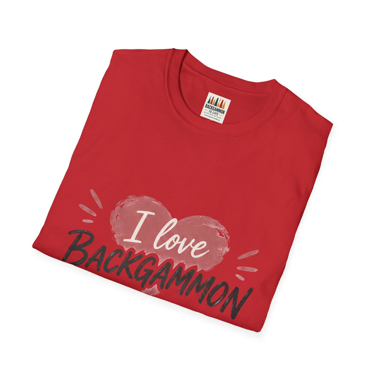 Backgammon Heart T-Shirt — "I Love Backgammon" Casual Tee
