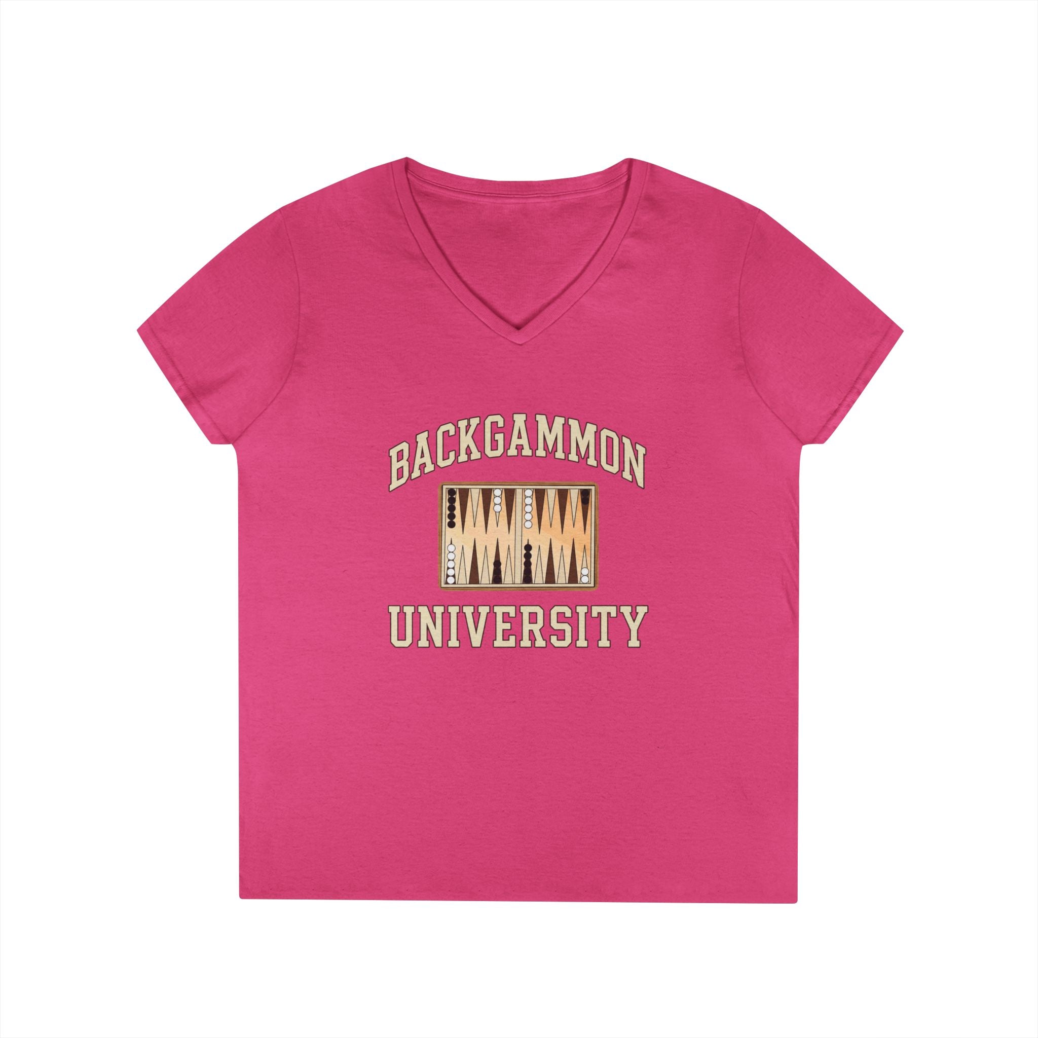 Backgammon University 2 Ladies' V-Neck T-Shirt — Backgammon Board Graphic Tee