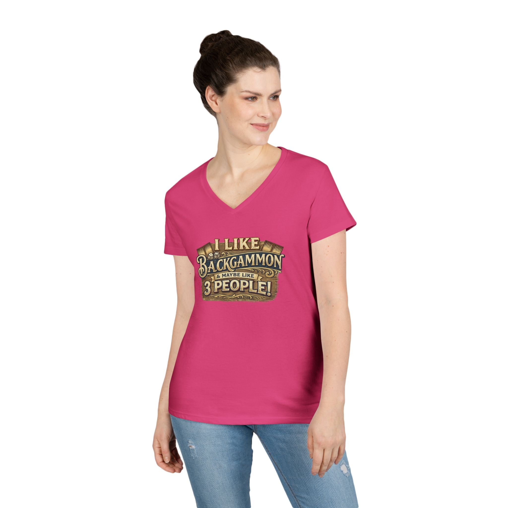 I Like Backgammon & Maybe Like 3 People Ladies' V-Neck T-Shirt