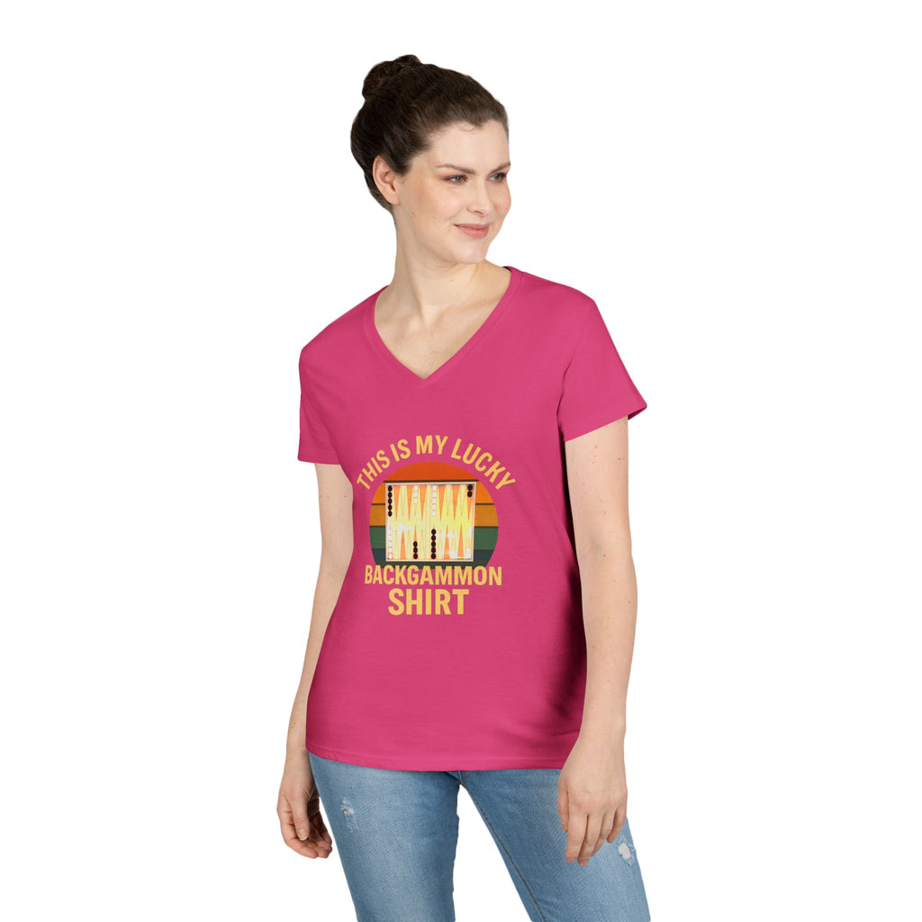 This Is My Lucky Backgammon Shirt 2 Ladies V-Neck T-shirt