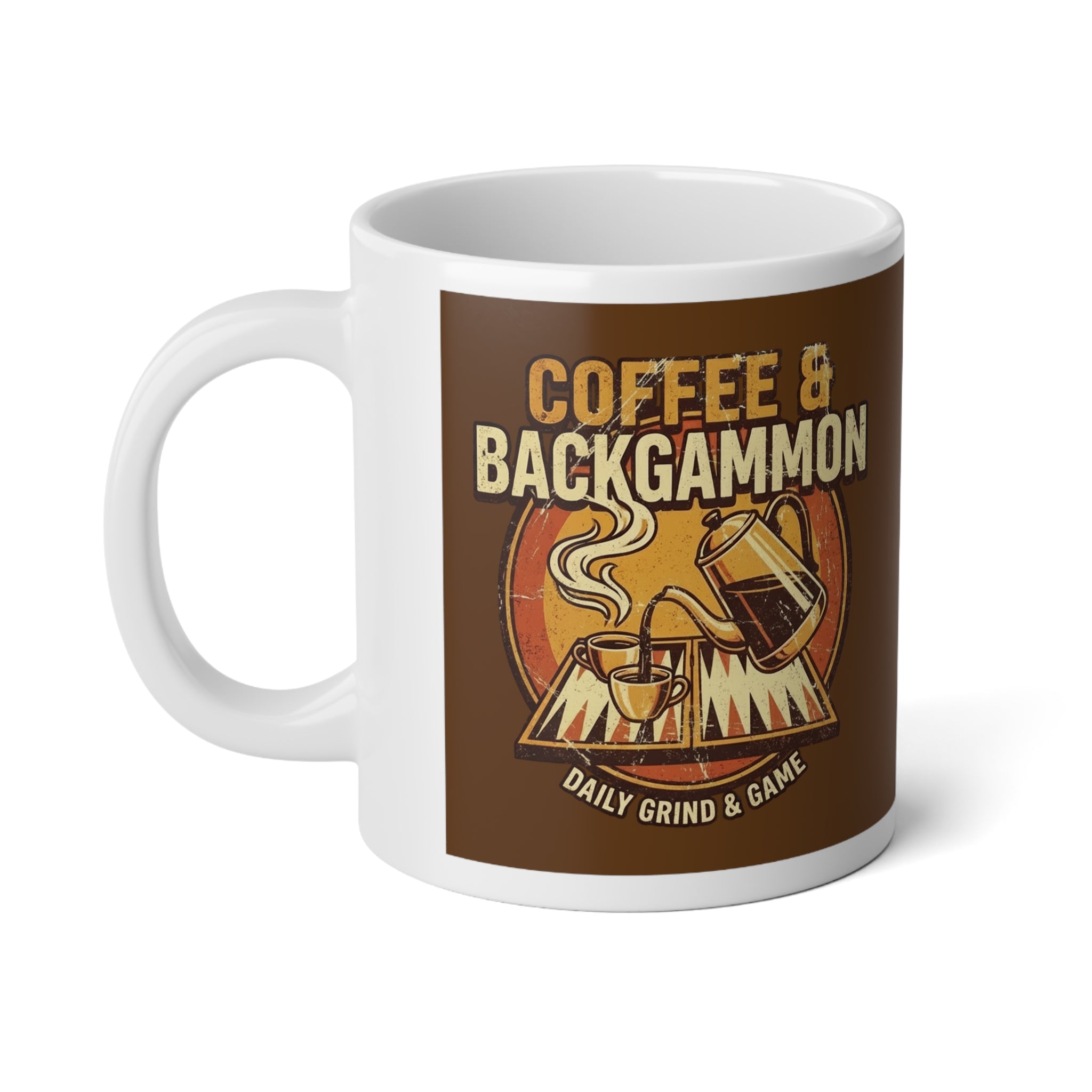 Coffee & Backgammon Jumbo Mug, 20oz - Vintage Gamer Mug