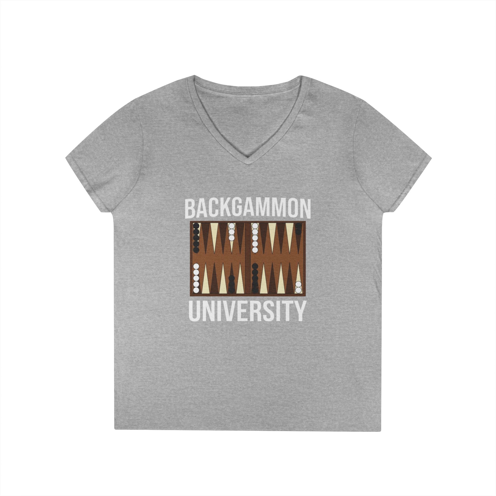 Backgammon University Ladies' V-Neck T-Shirt — Backgammon Board Graphic Tee