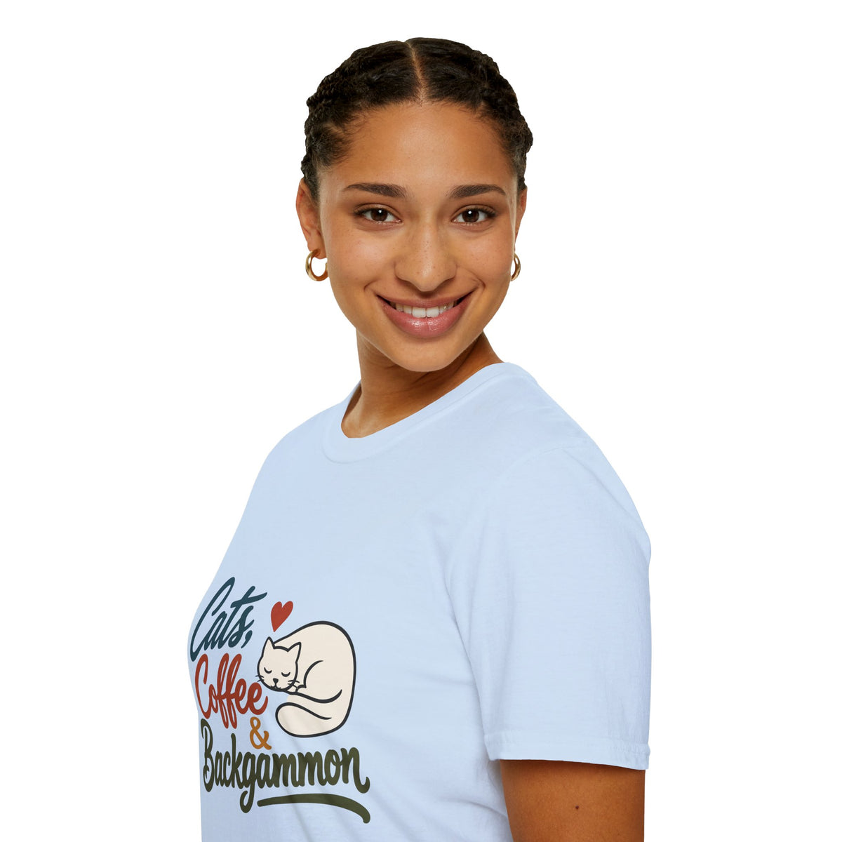 Cats, Coffee & Backgammon 2 T-Shirt — Retro Cat Lover Tee