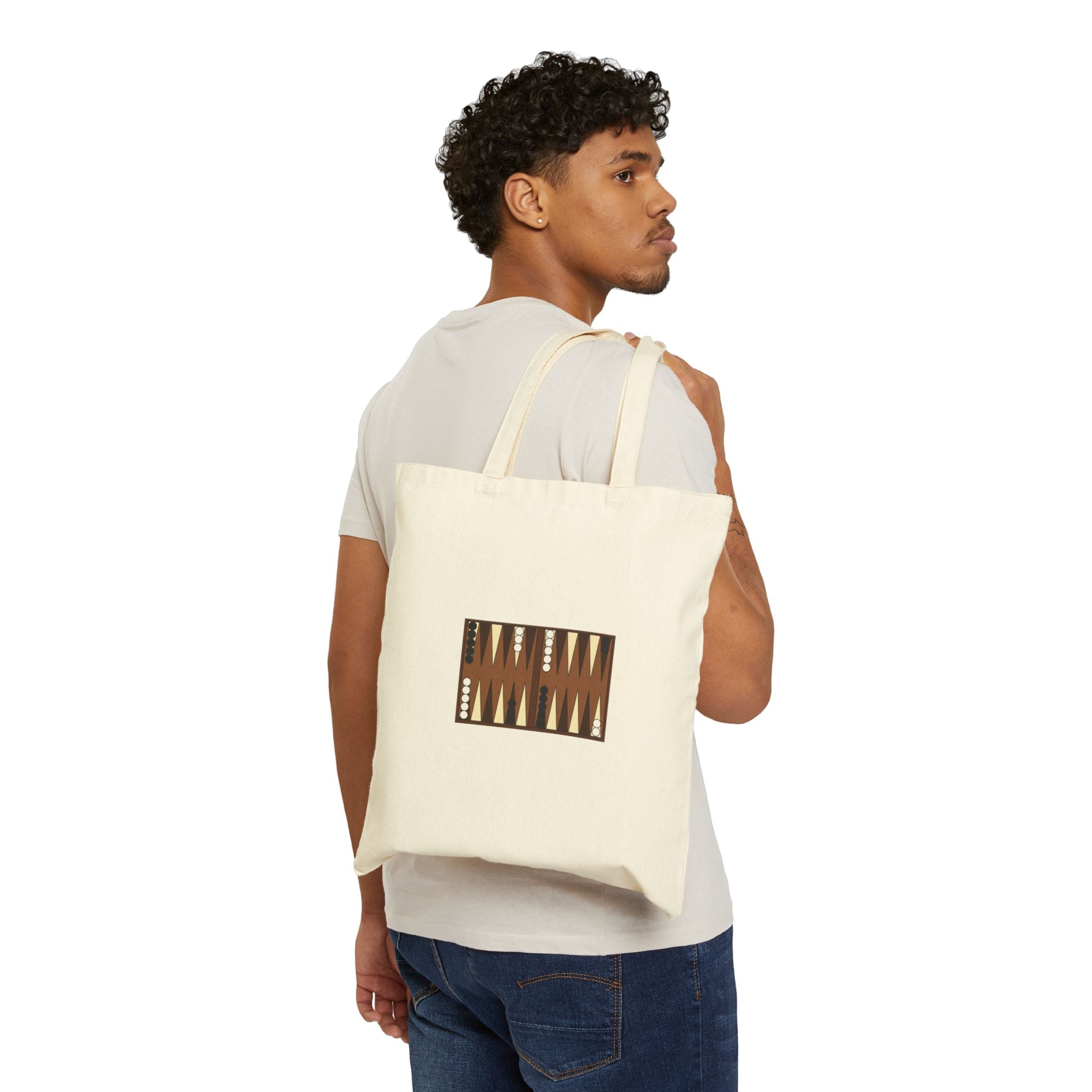 Backgammon University Canvas Tote Bag — Vintage Game Night Cotton Shopper