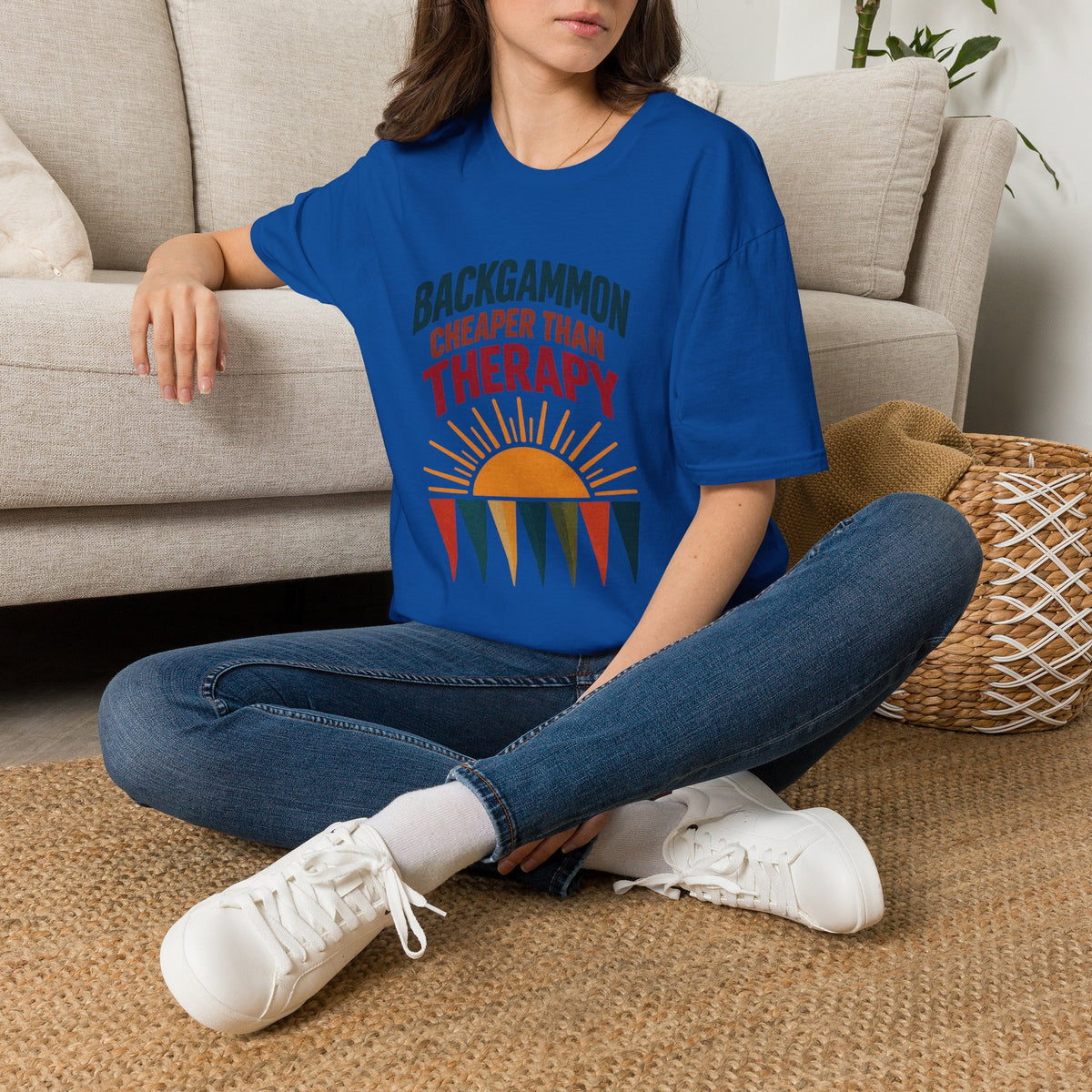 Backgammon Cheaper Than Therapy T-Shirt – Retro Sunset Board Game Tee