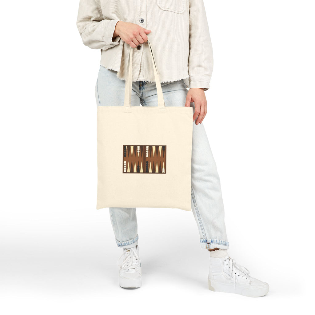 Backgammon University Canvas Tote Bag — Vintage Game Night Cotton Shopper