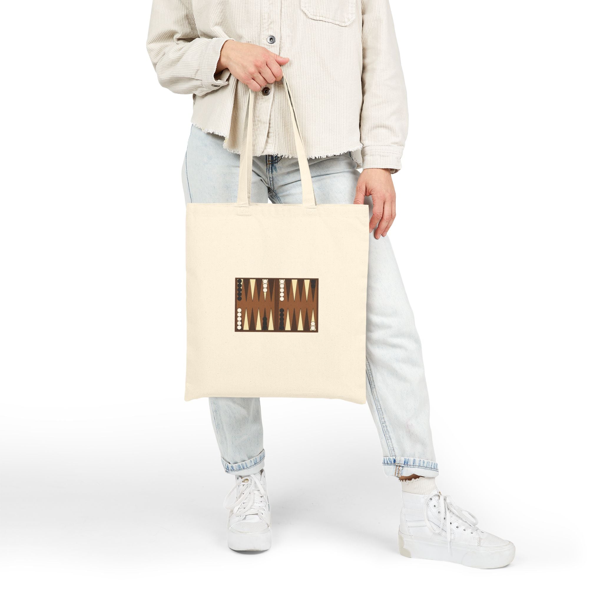 Backgammon University Canvas Tote Bag — Vintage Game Night Cotton Shopper