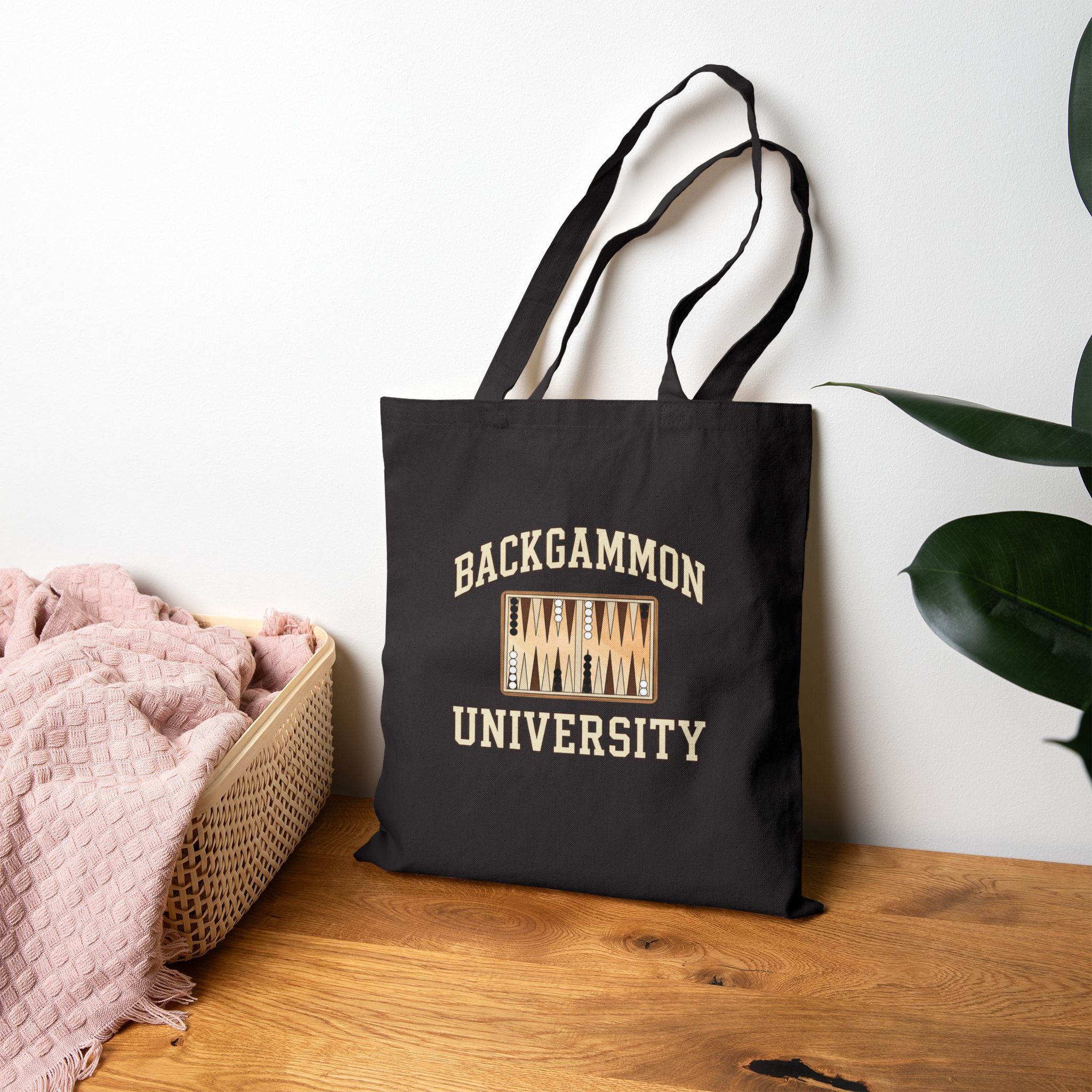 Backgammon University 2 Canvas Tote Bag — Vintage Game Night Cotton Shopper