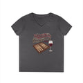 Everything In Moderation Except Backgammon And Wine Ladies' V-Neck T-Shirt