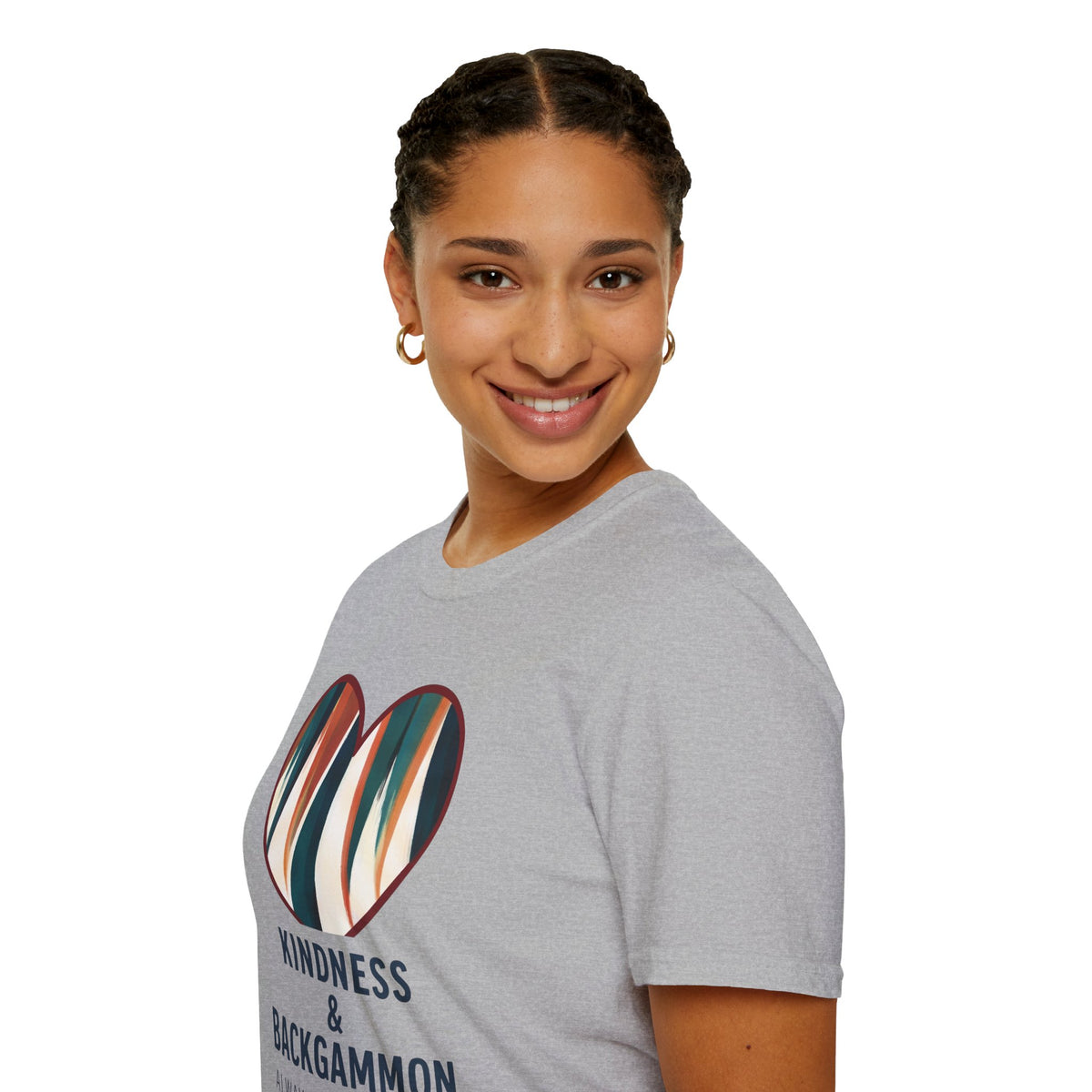 Backgammon Heart T-Shirt — "Kindness & Backgammon: Always a Good Move"