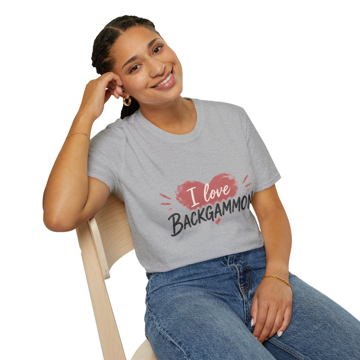 Backgammon Heart T-Shirt — "I Love Backgammon" Casual Tee