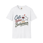 Cats, Wine & Backgammon T-Shirt — Funny Cat Lover Graphic Tee
