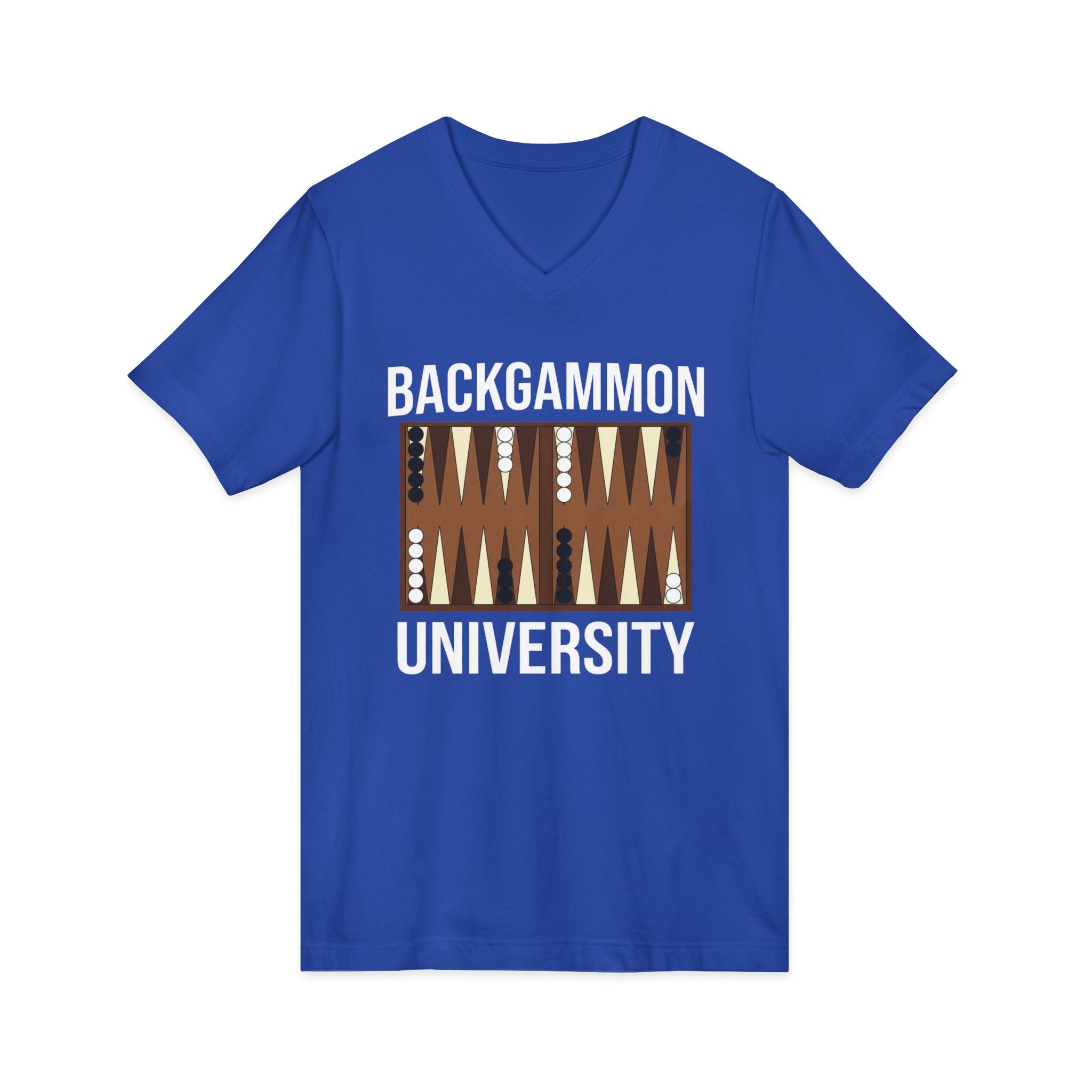Backgammon University V-Neck Tee — Backgammon Board Graphic Shirt