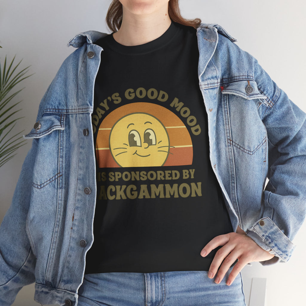 "Today’s Good Mood Is Sponsored by Backgammon" T-Shirt | Retro Smiley Tee