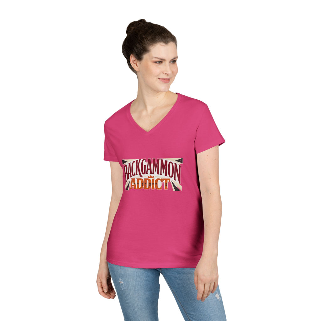 Backgammon Addict Ladies' V-Neck T-Shirt — Retro Game Lover Tee