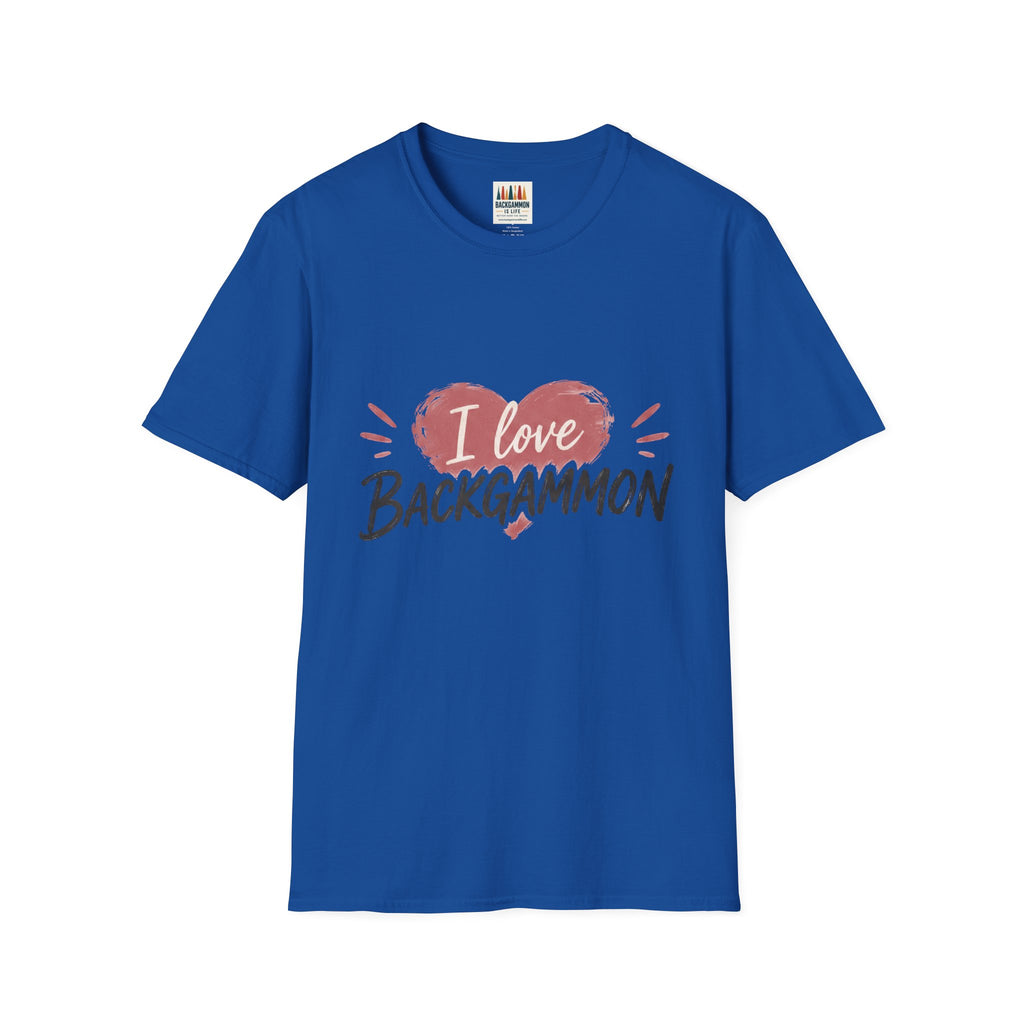 Backgammon Heart T-Shirt — "I Love Backgammon" Casual Tee