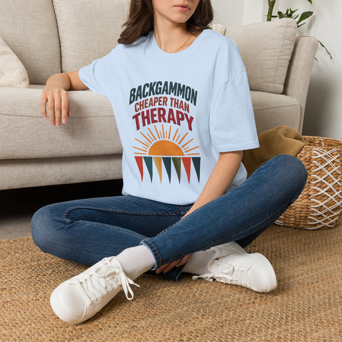 Backgammon Cheaper Than Therapy T-Shirt – Retro Sunset Board Game Tee