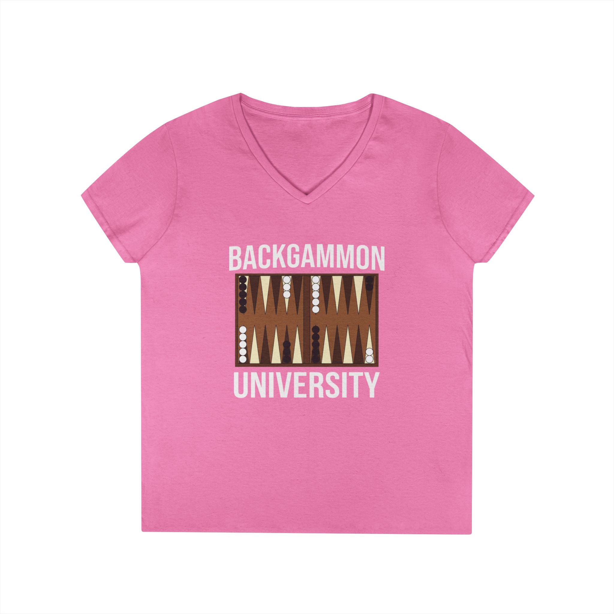 Backgammon University Ladies' V-Neck T-Shirt — Backgammon Board Graphic Tee