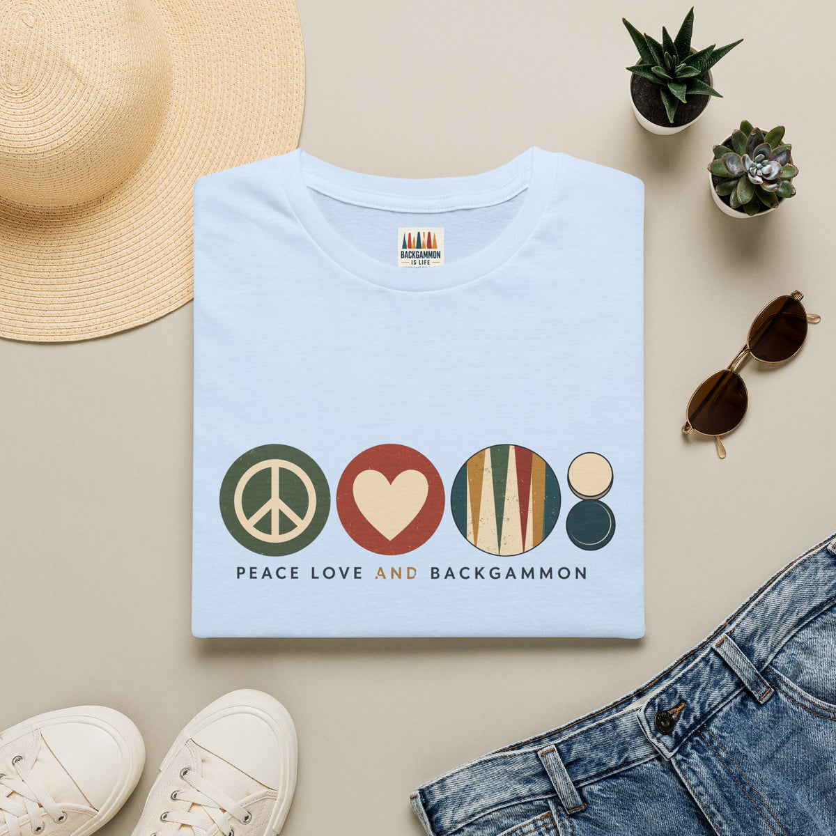Peace Love and Backgammon 2 T-Shirt