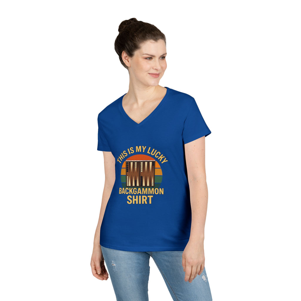 This Is My Lucky Backgammon Shirt Ladies' V-Neck T-Shirt