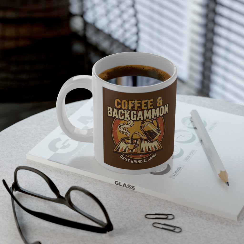 Coffee & Backgammon Jumbo Mug, 20oz - Vintage Gamer Mug
