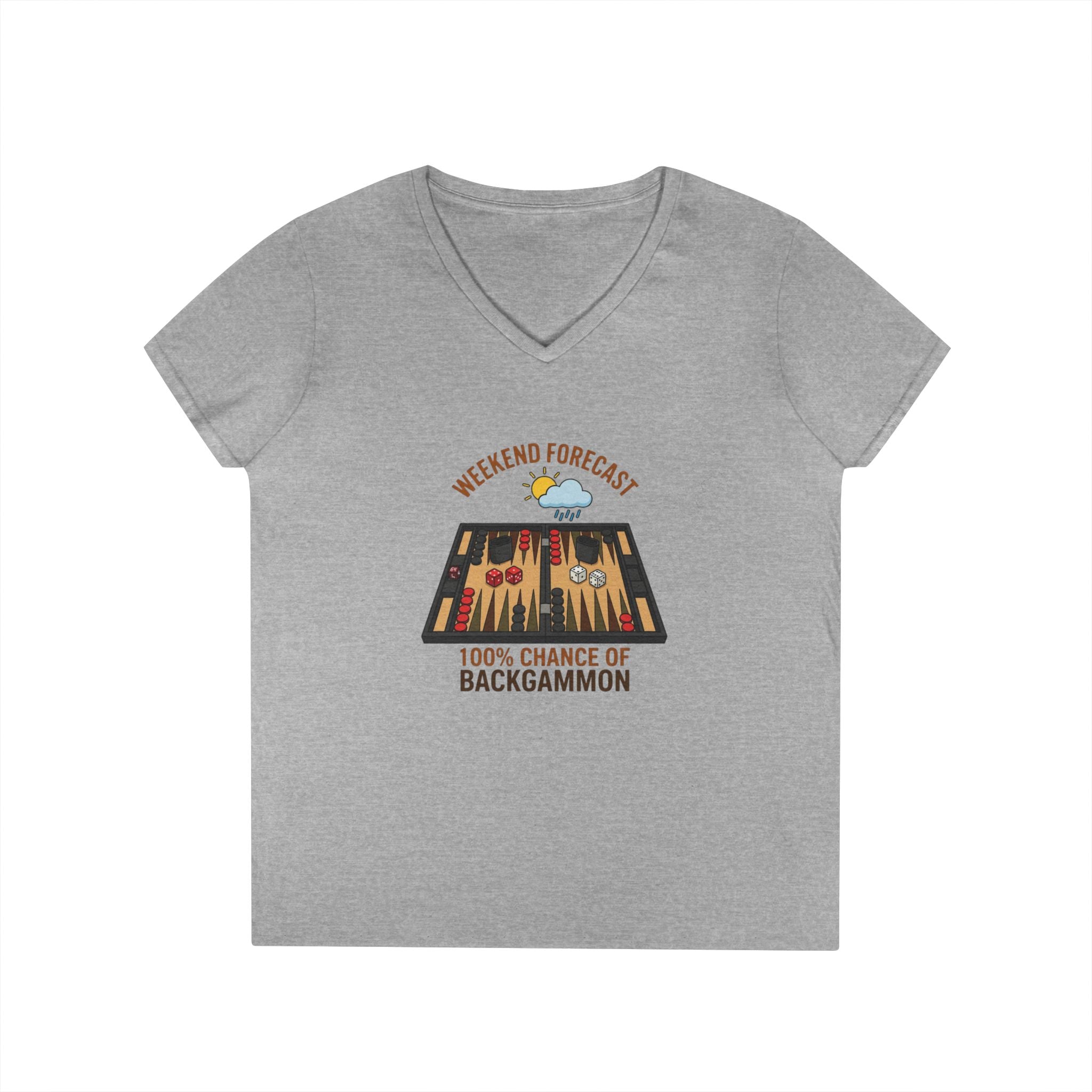 Weekend Forecast: 100% Chance of Backgammon Ladies' V-Neck T-Shirt