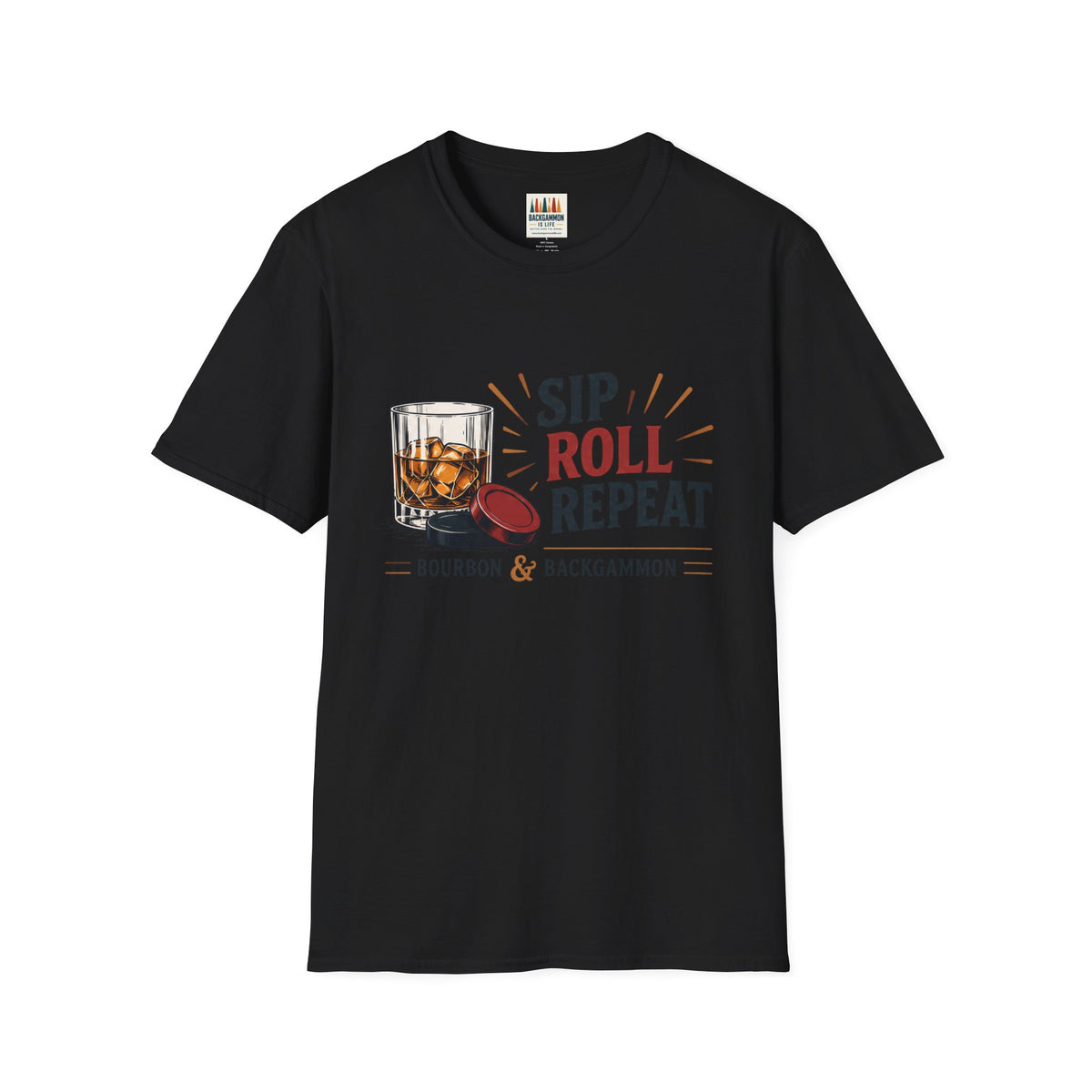 Sip Roll Repeat T-Shirt — Bourbon & Backgammon Tee