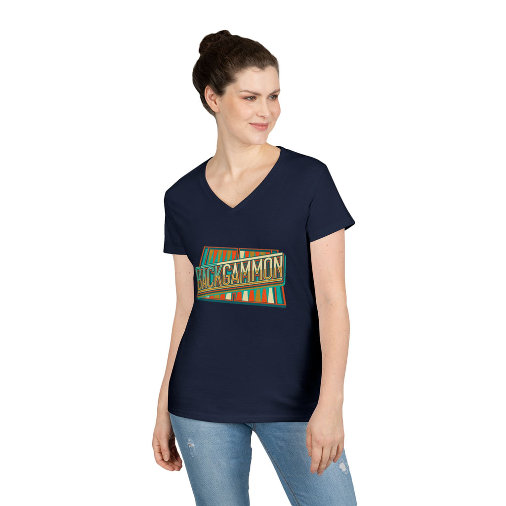 Backgammon Vintage Ladies' V-Neck T-Shirt — Retro Board Game Shirt for Women