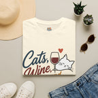 Cats, Wine & Backgammon T-Shirt — Funny Cat Lover Graphic Tee