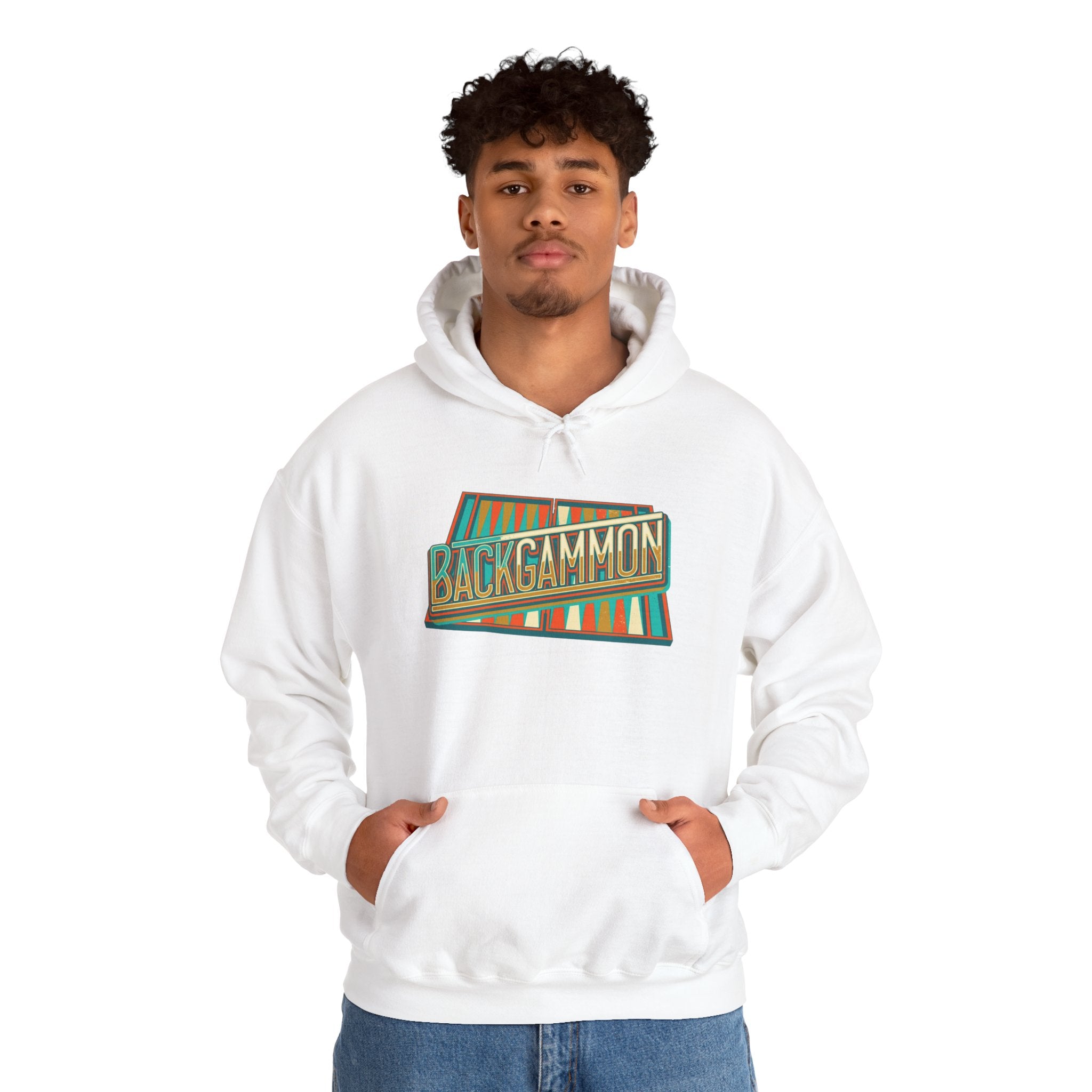 Backgammon Retro Unisex Heavy Blend™ Hooded Sweatshirt – Vintage Board Game Pullover for Players & Fans
