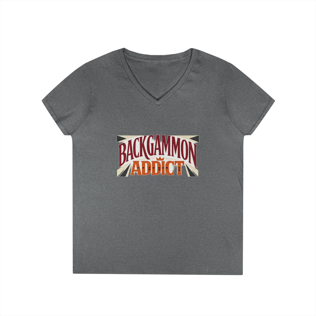 Backgammon Addict Ladies' V-Neck T-Shirt — Retro Game Lover Tee