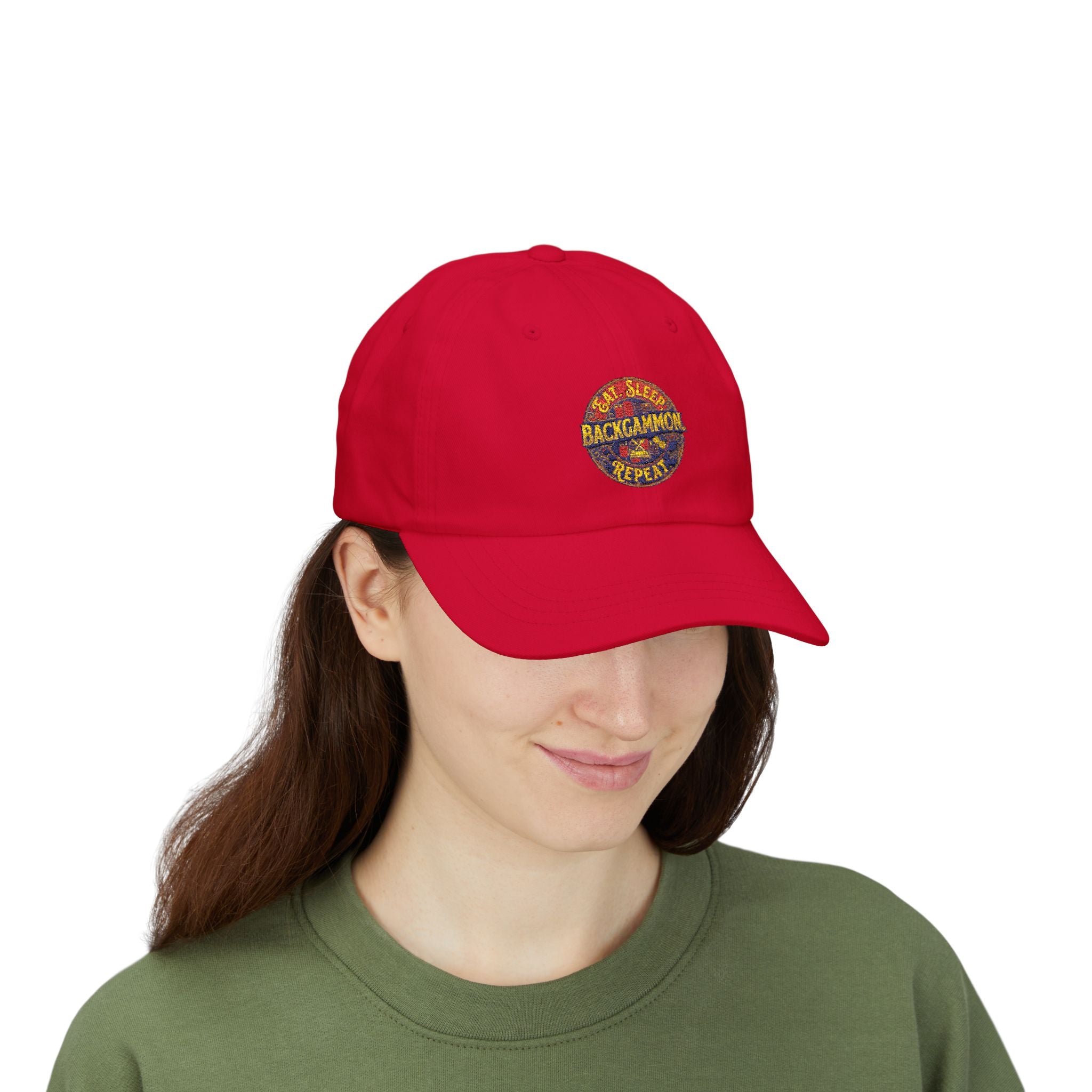 Eat. Sleep. Backgammon. Repeat. Cap — Embroidered Baseball Hat