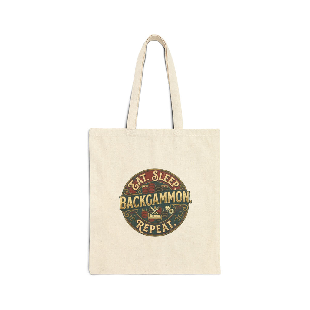 Eat. Sleep. Backgammon. Repeat. Cotton Canvas Tote Bag