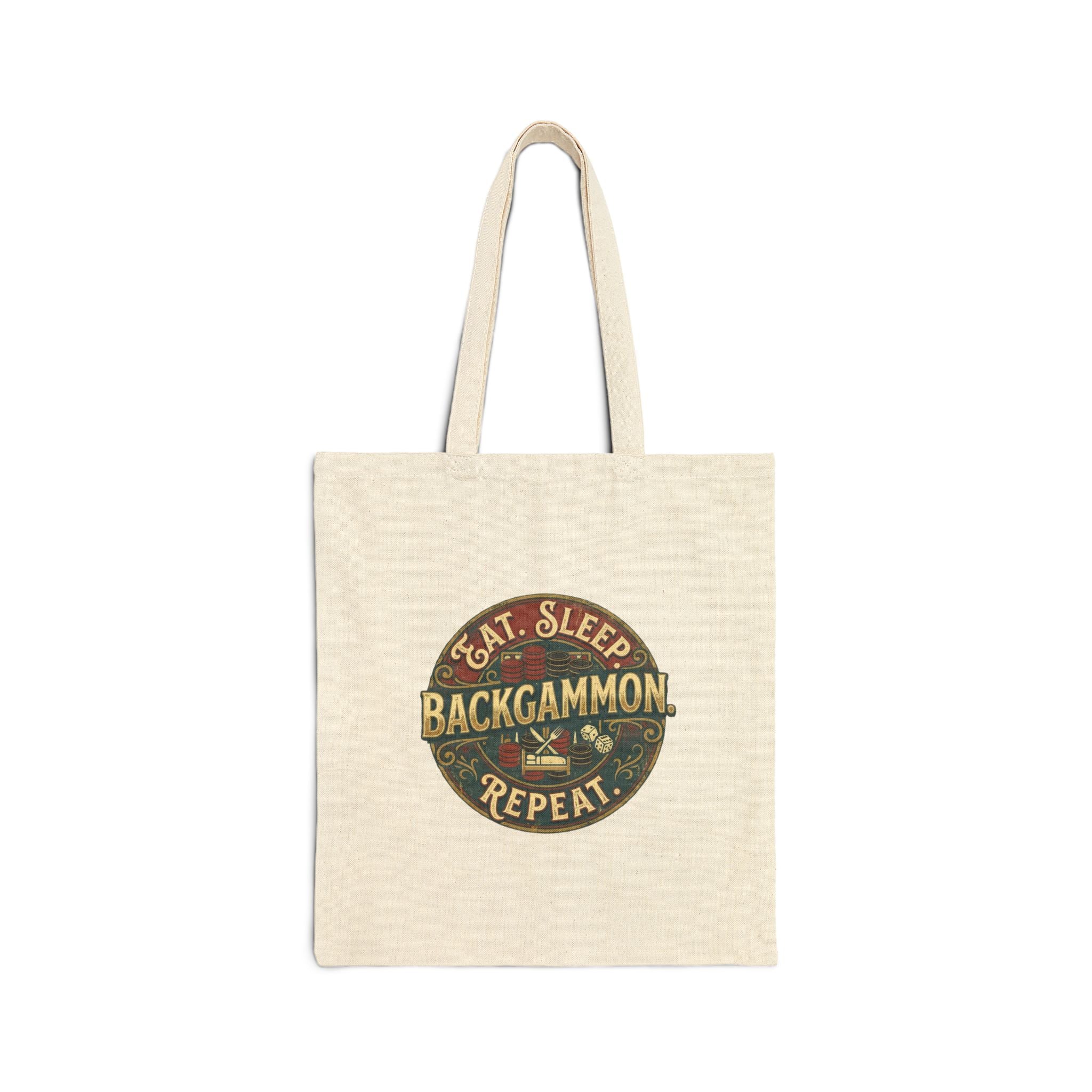 Eat. Sleep. Backgammon. Repeat. Cotton Canvas Tote Bag