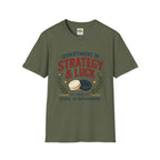 Backgammon T-Shirt — "Department of Strategy & Luck" Vintage Game Tee