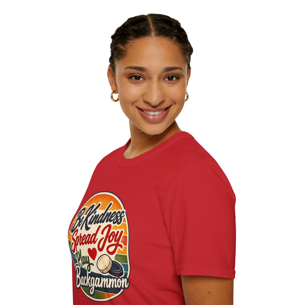 Backgammon T-Shirt — “Be Kindness Spread Joy Play Backgammon 2” Retro Graphic Tee