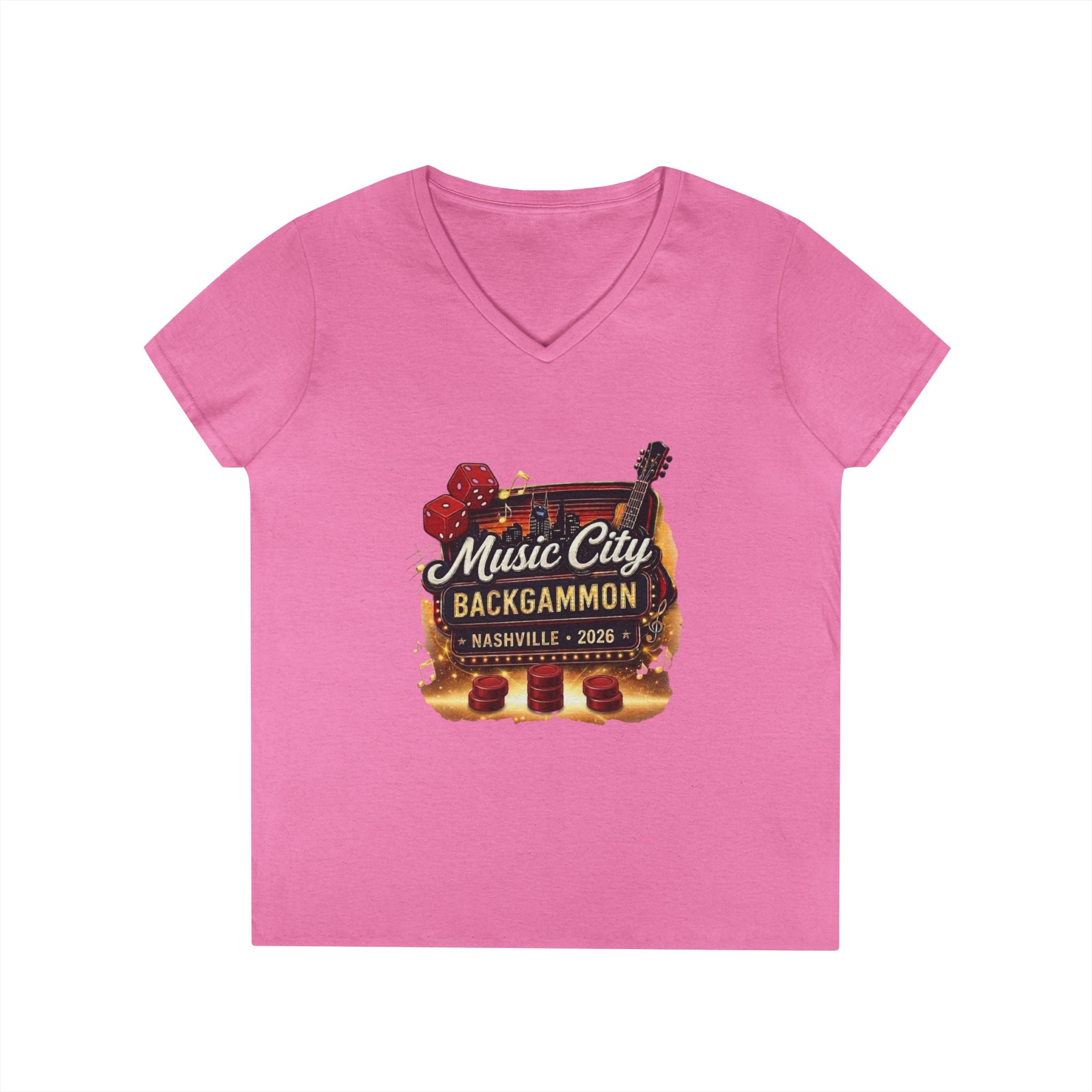 Music City Backgammon Nashville 2026 — Ladies' V-Neck T-Shirt