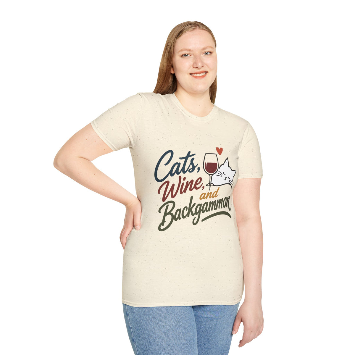 Cats, Wine & Backgammon T-Shirt — Funny Cat Lover Graphic Tee