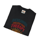 Backgammon Cheaper Than Therapy T-Shirt – Retro Sunset Board Game Tee