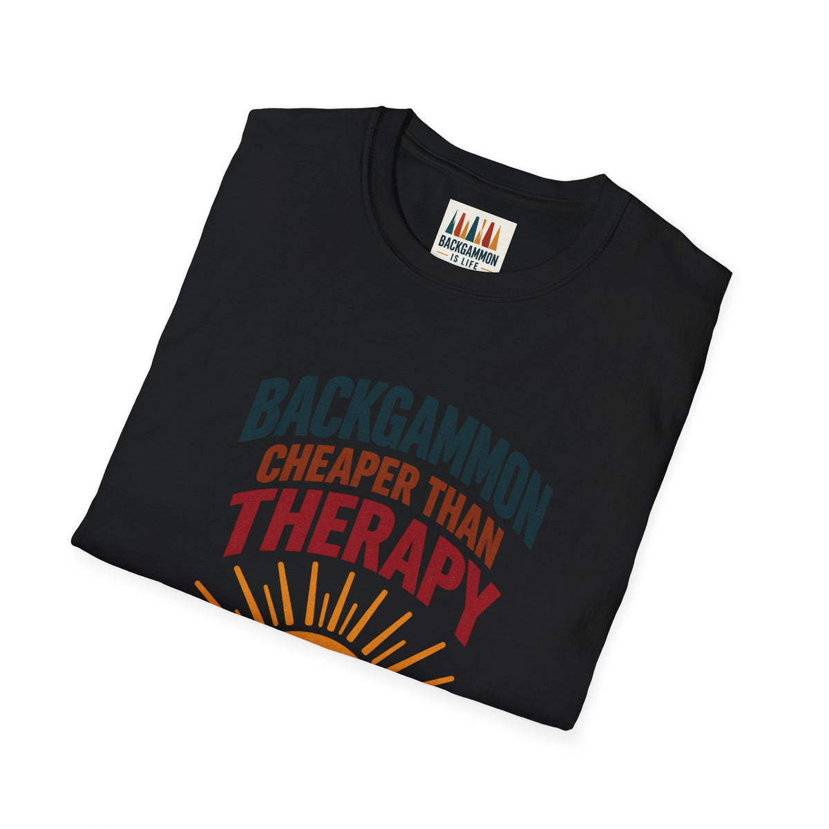 Backgammon Cheaper Than Therapy T-Shirt – Retro Sunset Board Game Tee