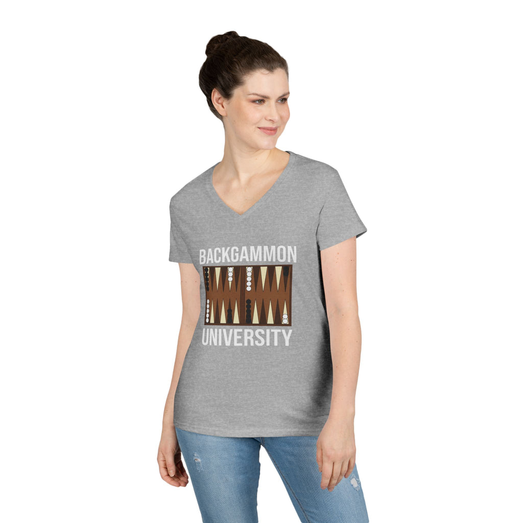 Backgammon University Ladies' V-Neck T-Shirt — Backgammon Board Graphic Tee