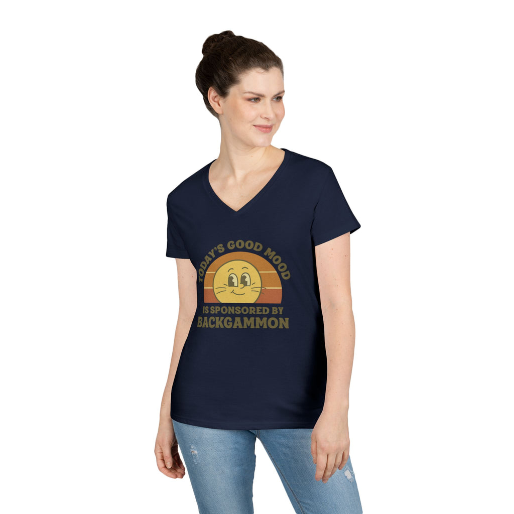 Today’s Good Mood Is Sponsored By Backgammon Ladies' V-Neck T-Shirt