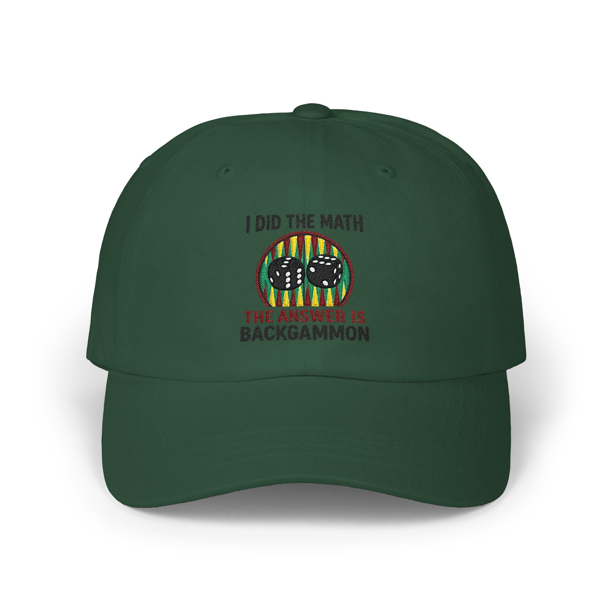 "I Did The Math, The Answer Is Backgammon" Embroidered Baseball Hat