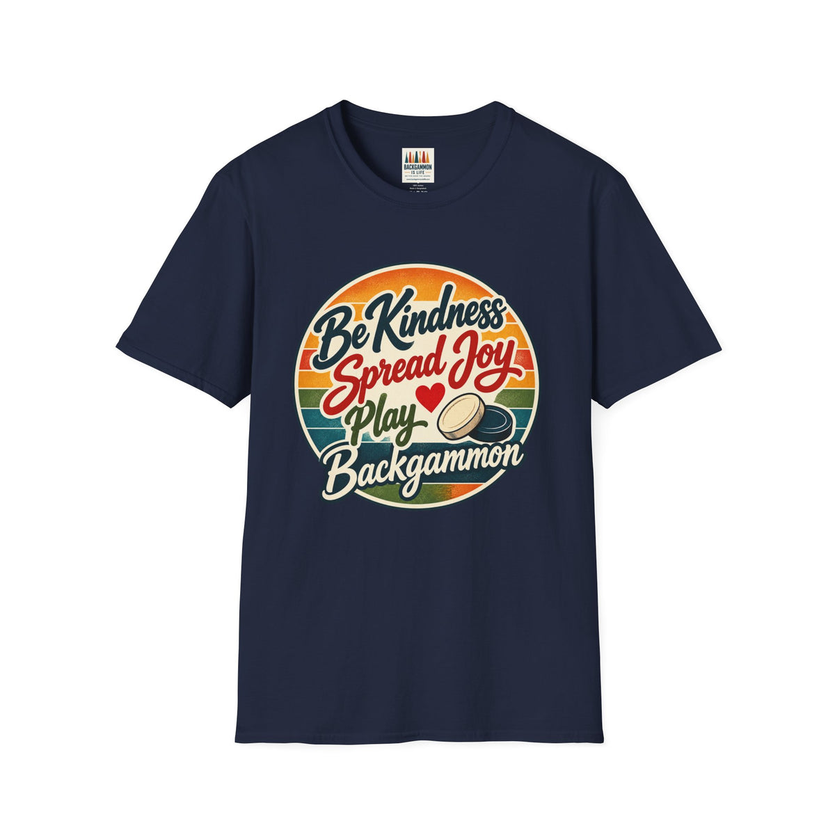Backgammon T-Shirt — “Be Kindness Spread Joy Play Backgammon 2” Retro Graphic Tee