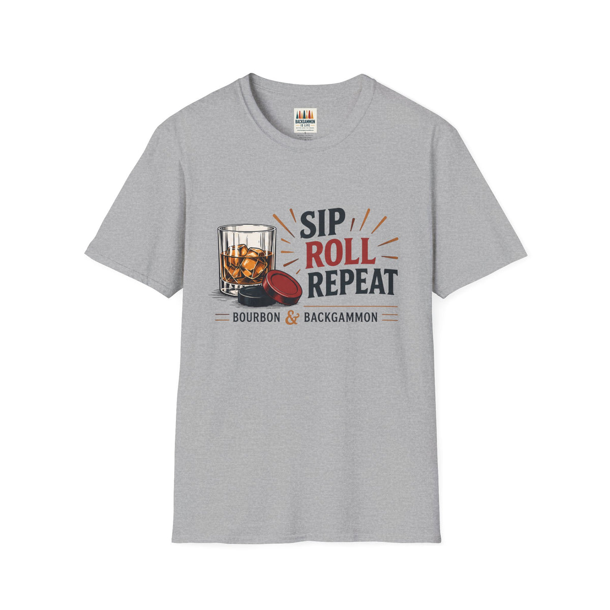Sip Roll Repeat T-Shirt — Bourbon & Backgammon Tee