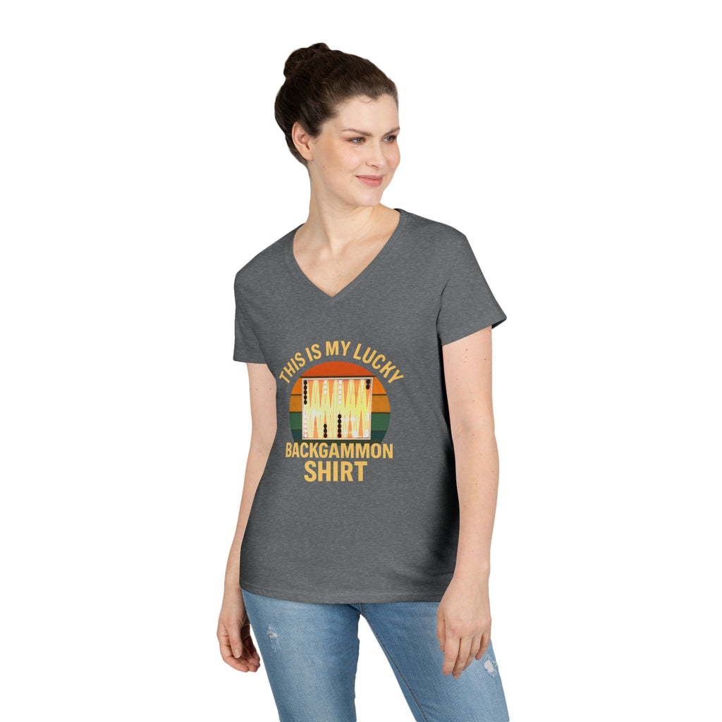 This Is My Lucky Backgammon Shirt 2 Ladies V-Neck T-shirt