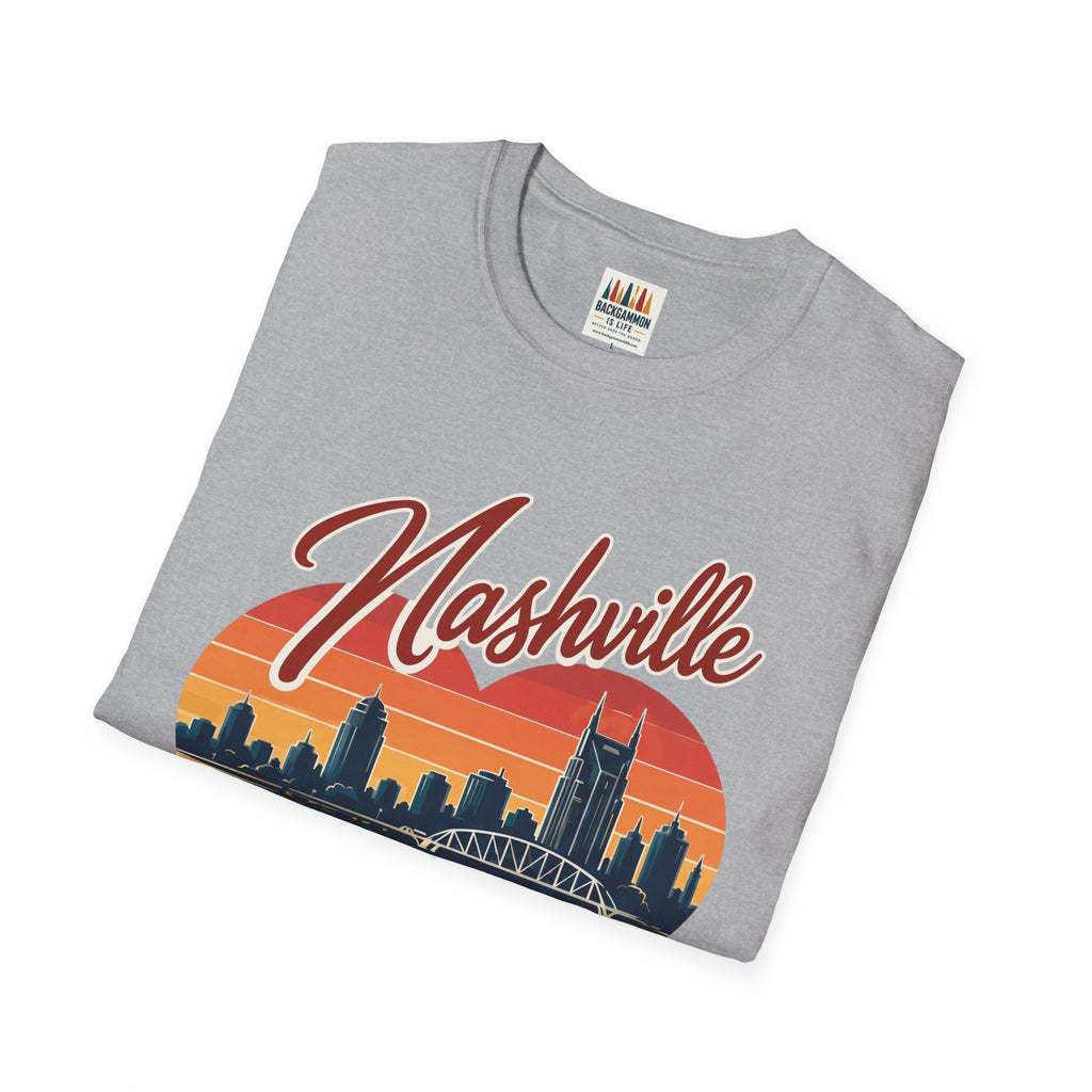 Nashville Backgammon T‑Shirt — Vintage Skyline Game Night Tee