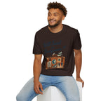 Backgammon Travel T-Shirt — "Will Travel for Backgammon" Vintage Suitcase Design